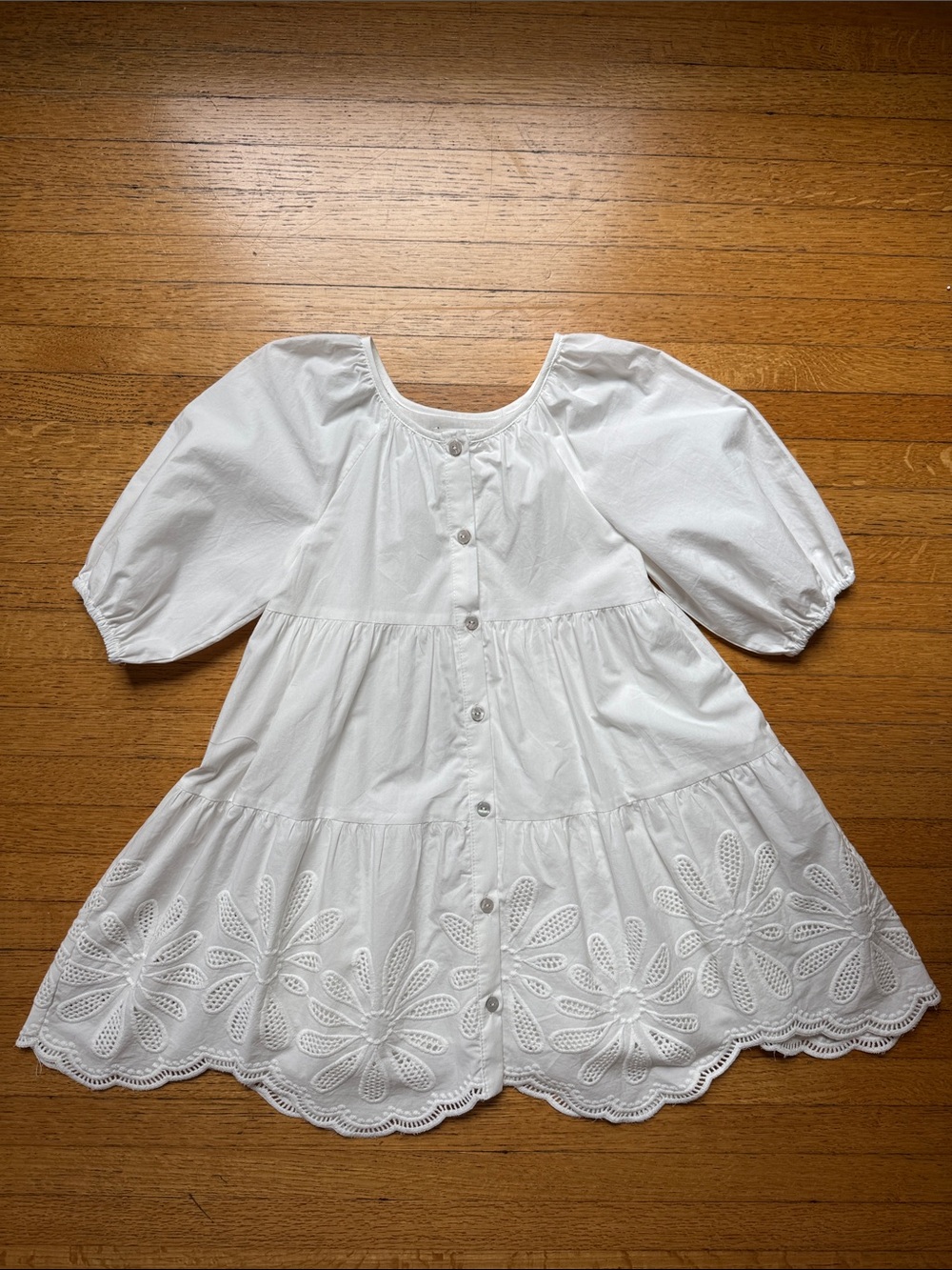 Zara Girls' White Eyelet Tiered Dress